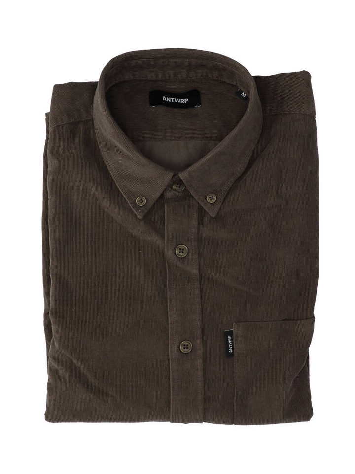 Donkergroen ribfluwelen hemd (regular fi) met lange mouwen Antwrp 