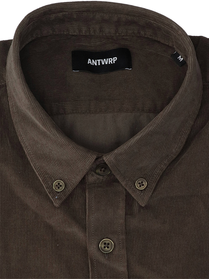 Donkergroen ribfluwelen hemd (regular fi) met lange mouwen Antwrp 