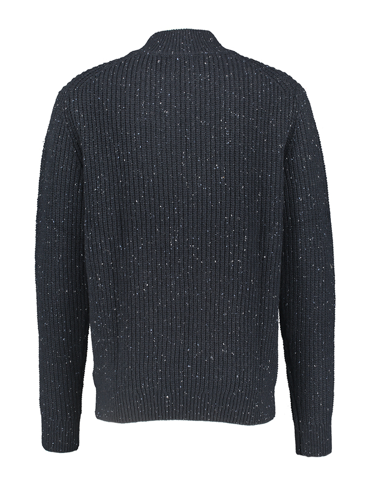 Blauwe pull met motief en korte rits Antwrp 