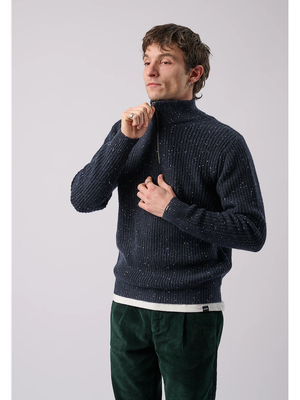 Blauwe pull met motief en korte rits Antwrp
