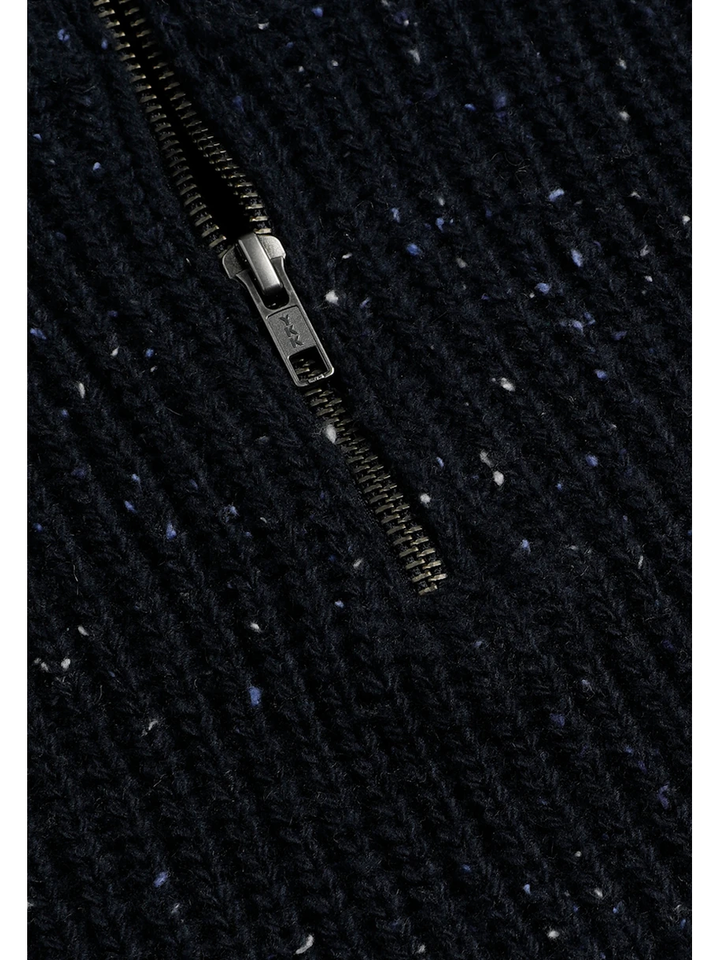 Blauwe pull met motief en korte rits Antwrp 