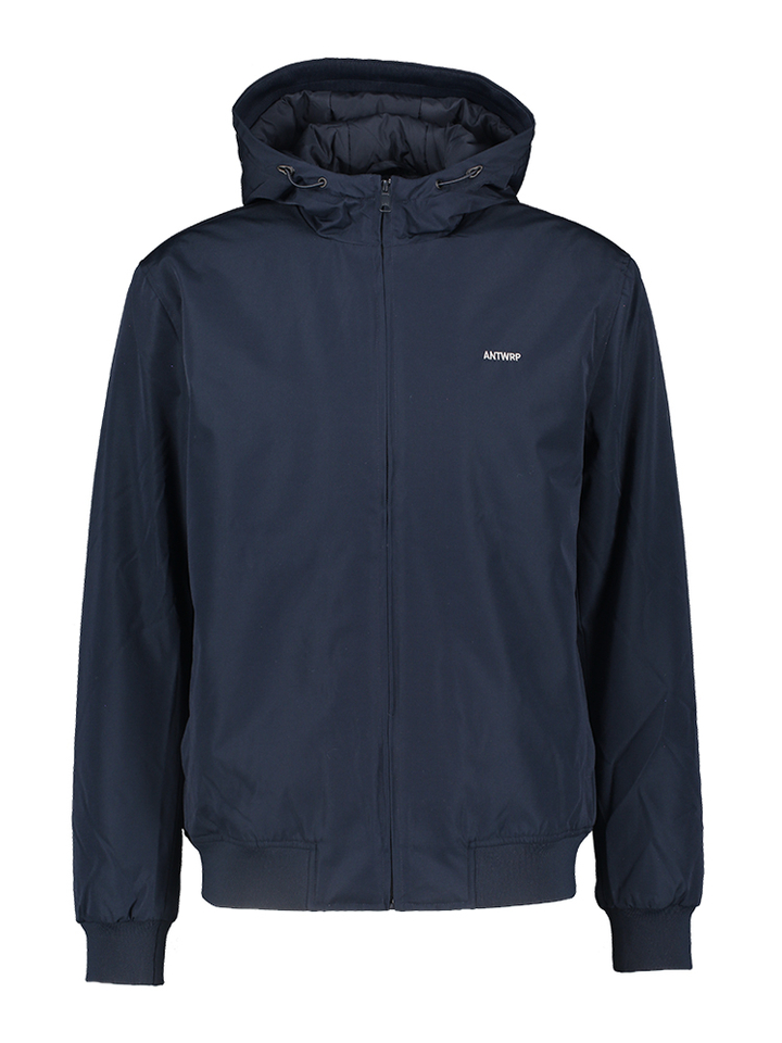 Blauwe jas met rits en kap Antwrp