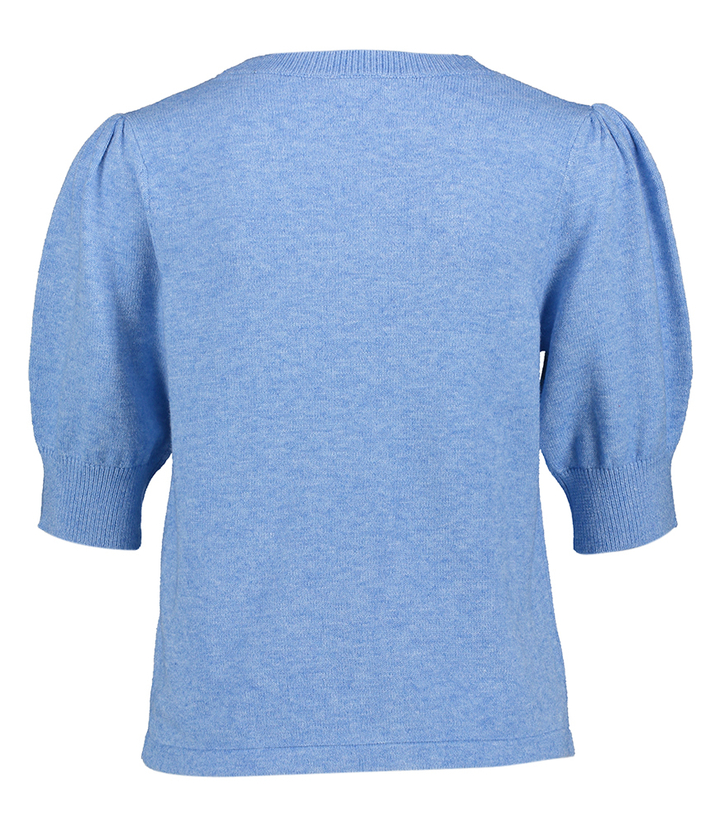 Blissful blue/light melange trui met pofmouwen Vila 