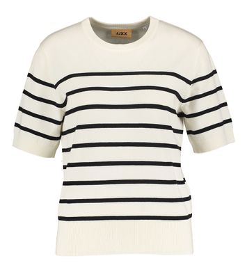 Vanille/black gestreepte trui met korte mouwen JJXX