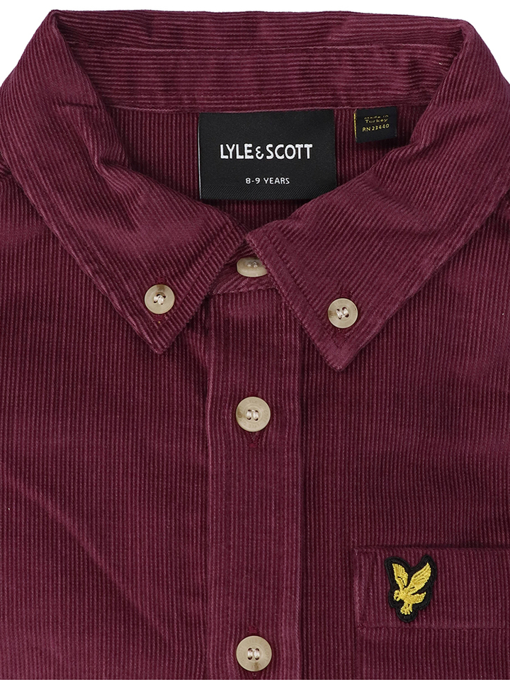 Bordeaux katoenen ribfluwelen hemd Lyle & Scott