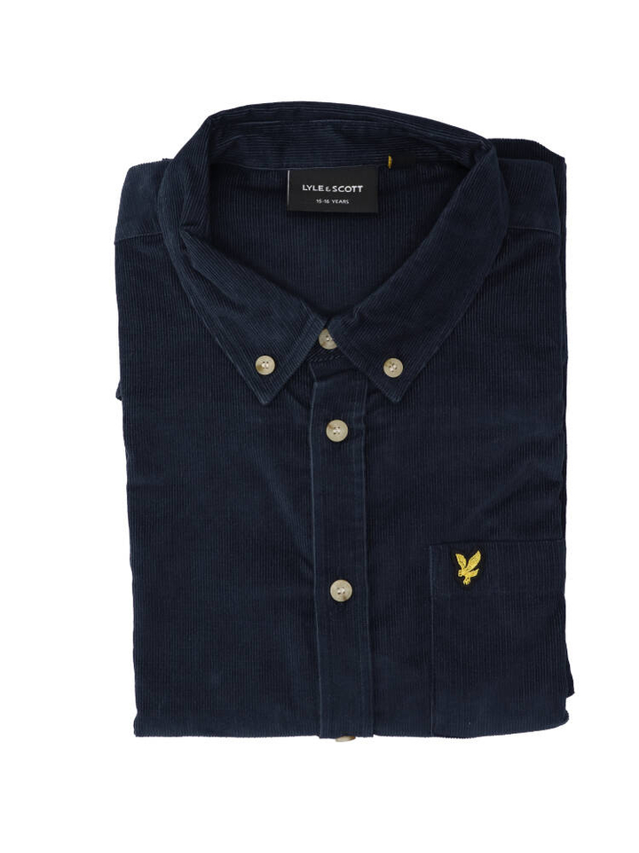 Donkerblauw katoenen ribfluwelen hemd Lyle & Scott