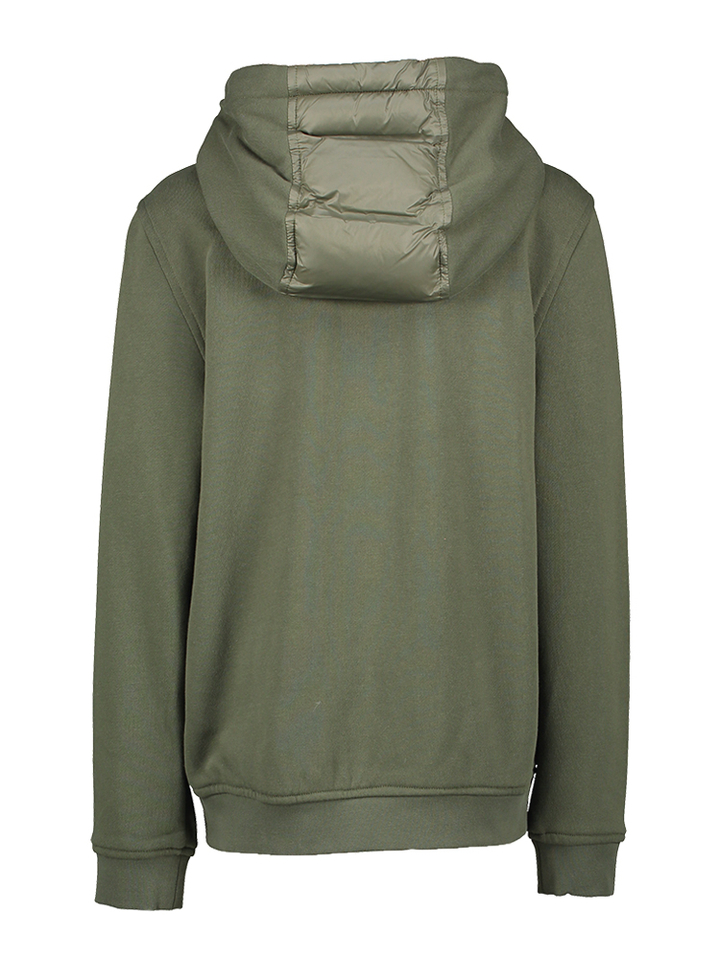 Kaki jas met sweaterstof achteraan en aan de mouwen Lyle & Scott