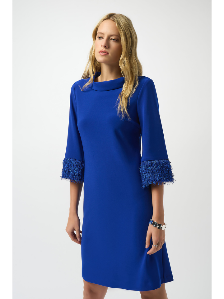 Cobalt jurk met details aan de mouwen Joseph Ribkoff