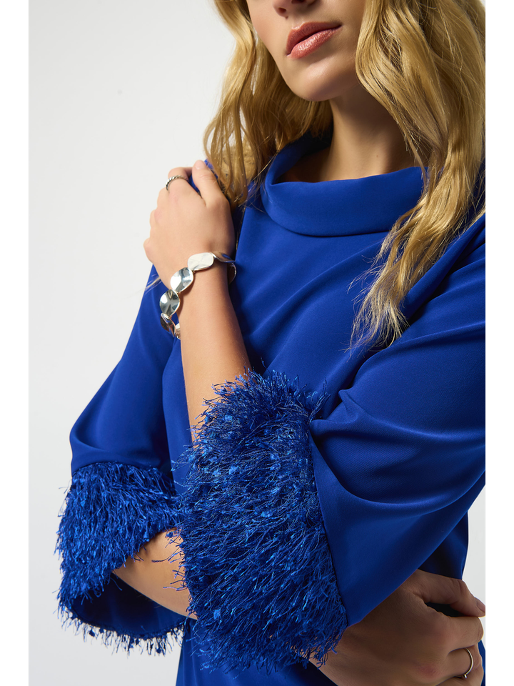 Cobalt jurk met details aan de mouwen Joseph Ribkoff