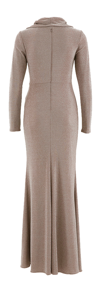 Beige lange feestjurk met watervalkraag Joseph Ribkoff