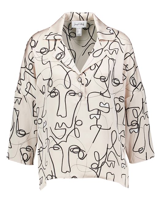 Beige bloes met zwarte print Joseph Ribkoff