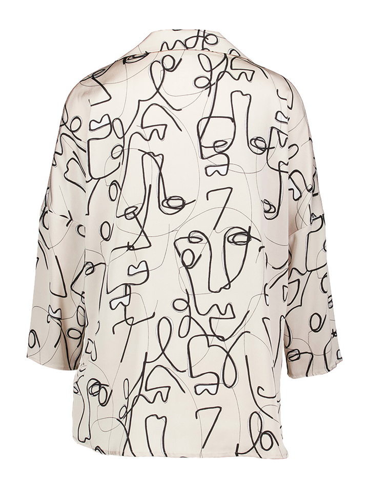 Beige bloes met zwarte print Joseph Ribkoff 