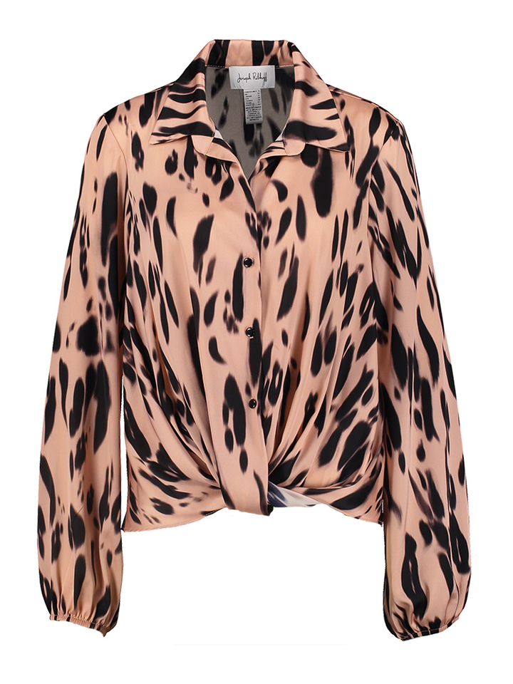 Roze blouse met v-hals en print Joseph Ribkoff