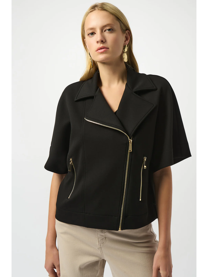 Zwart vestje met korte mouwen en goudkleurige ritsen Joseph Ribkoff