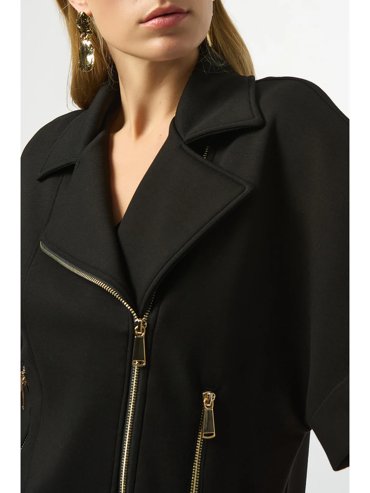 Zwart vestje met korte mouwen en goudkleurige ritsen Joseph Ribkoff