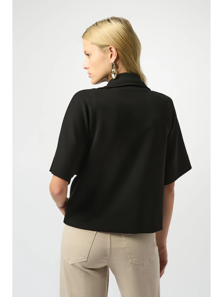 Zwart vestje met korte mouwen en goudkleurige ritsen Joseph Ribkoff