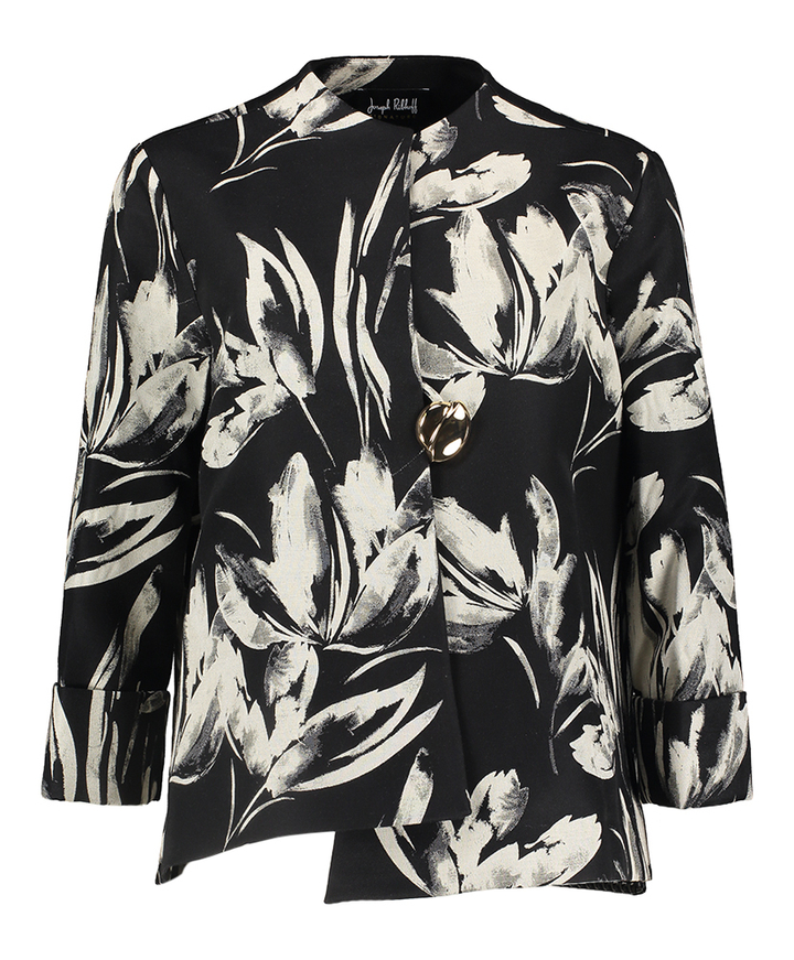 Zwarte blazer met grijze bloemenprint Joseph Ribkoff