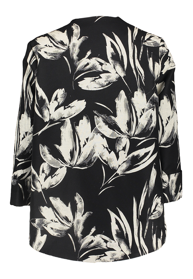Zwarte blazer met grijze bloemenprint Joseph Ribkoff