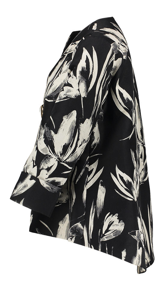 Zwarte blazer met grijze bloemenprint Joseph Ribkoff
