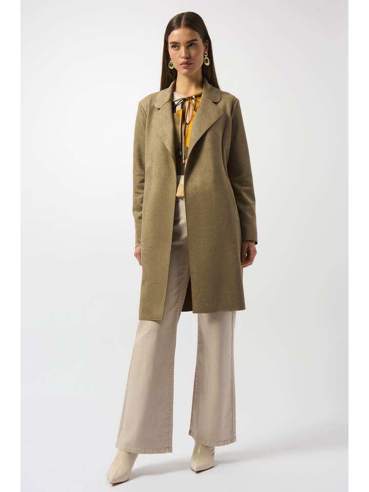 Taupe kleurige mantel in suede Joseph Ribkoff