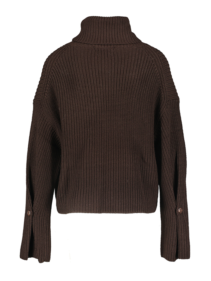Bruine gebreide wollen trui met rolkraag Ami March 23