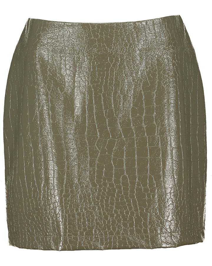 Faded green rok in imitatieleer en slangenprint Cerelia March23