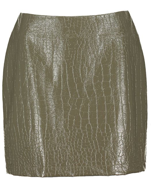 Faded green rok in imitatieleer en slangenprint Cerelia March23