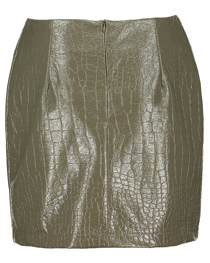 Faded green rok in imitatieleer en slangenprint Cerelia March23