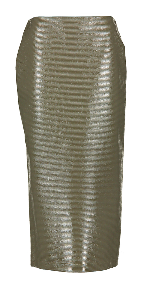 Faded green gestreepte kokerrok in imitatieleer Corianne March 23