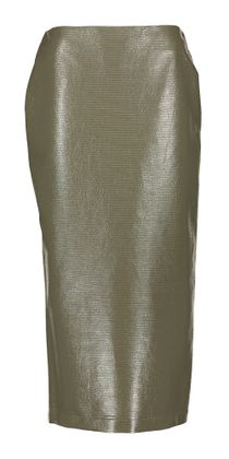 March 23 Faded green gestreepte kokerrok in imitatieleer Corianne