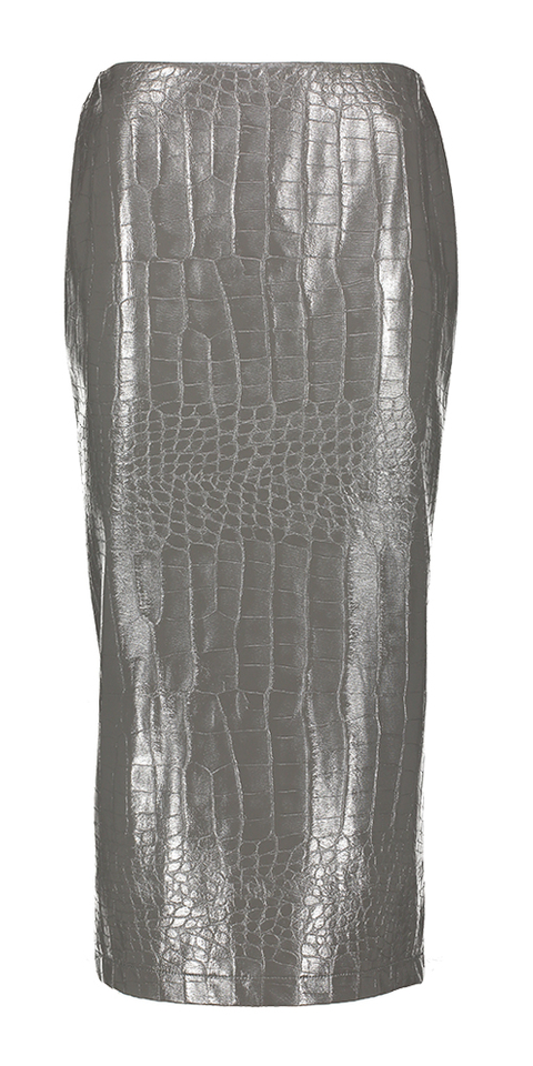 Silver grey kokerrok in slangenprint in imitatieleer Cleo March 23