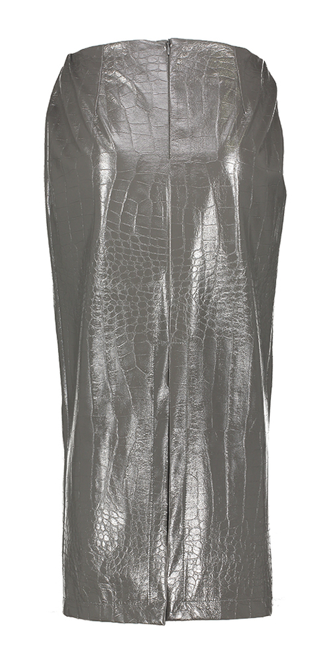 Silver grey kokerrok in slangenprint in imitatieleer Cleo March 23