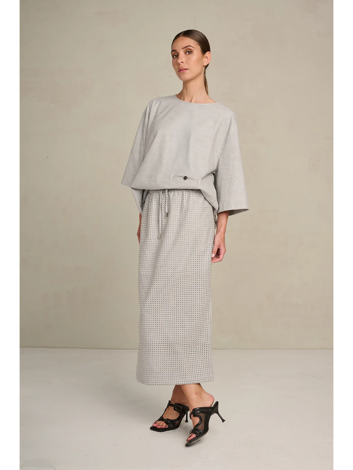 Lichtgrijze rok in structuur met elastiek Chiara March 23 