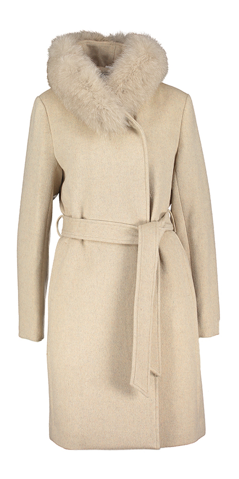 Beige mantel met kap in imitatiebont  Talia Rock And Blue 