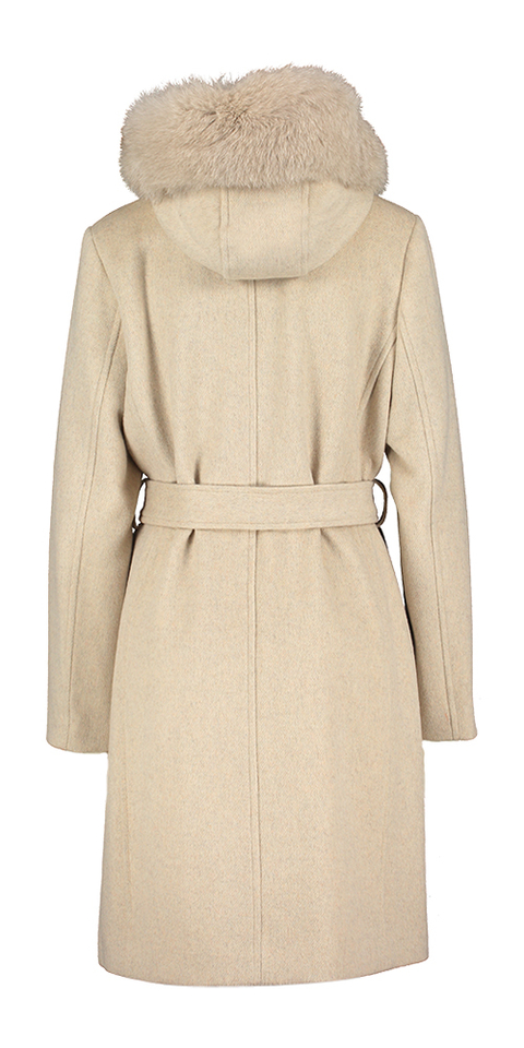 Beige mantel met kap in imitatiebont  Talia Rock And Blue 