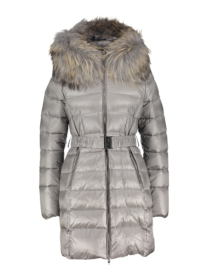 Grijze winterjas met kap Amy Rx Rock and Blue