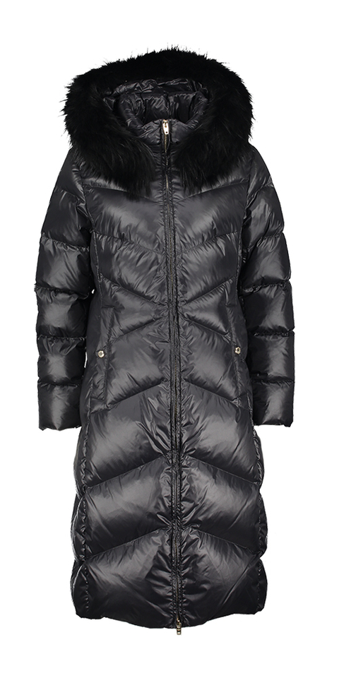 Zwarte pufferjas met kap Adele Rock and Blue