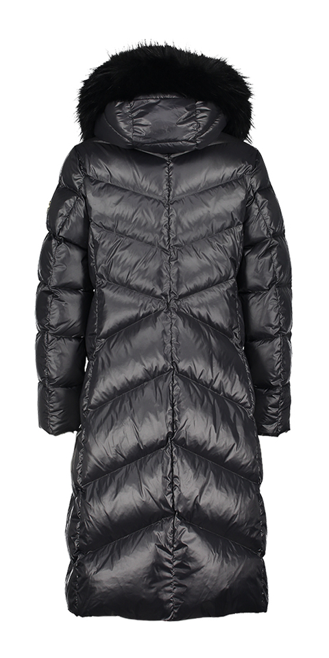 Zwarte pufferjas met kap Adele Rock and Blue