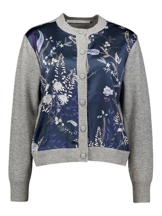 Donkerblauwe gilet in print met wollen mouwen Herzen's