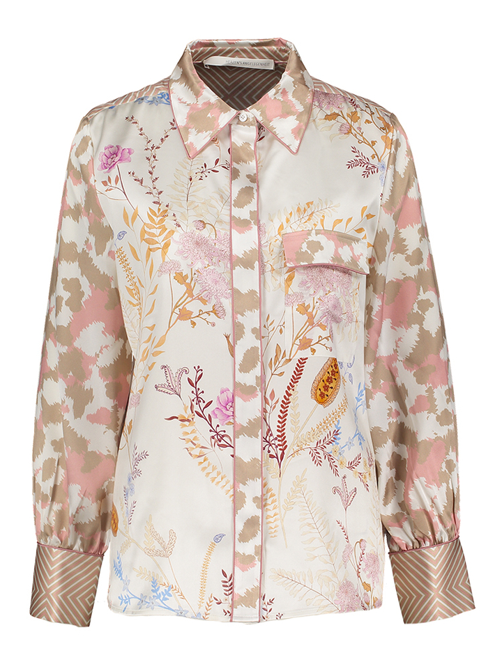 Mulitcolor satijnen blouse met print Herzen's