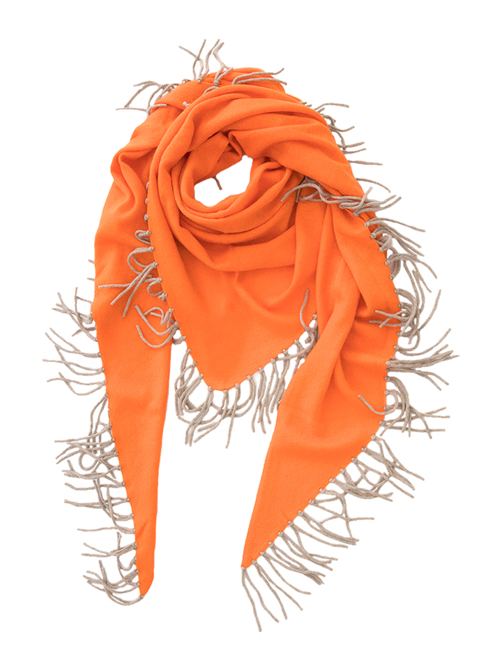Oranje sjaal met beige franjes Herzen's
