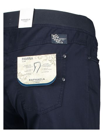 Donkerblauwse slim fit broek met elastiek Pamina Raphaela