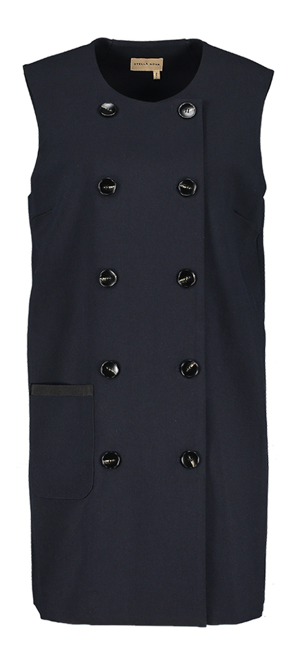 Donkerblauwe mouwloze jurk met knopen Stella Nova