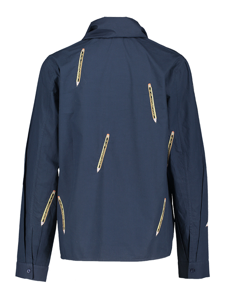 Blauwe katoenen bloes met potlood print Stella Nova 