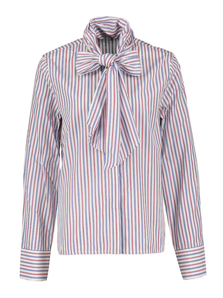 Witte bloes met blauw en rode strepen Stella Nova