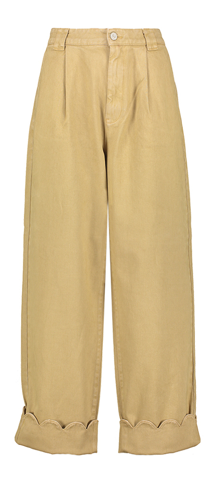 Beige katoenen loose fit broek met speciale boord Stella Nova 
