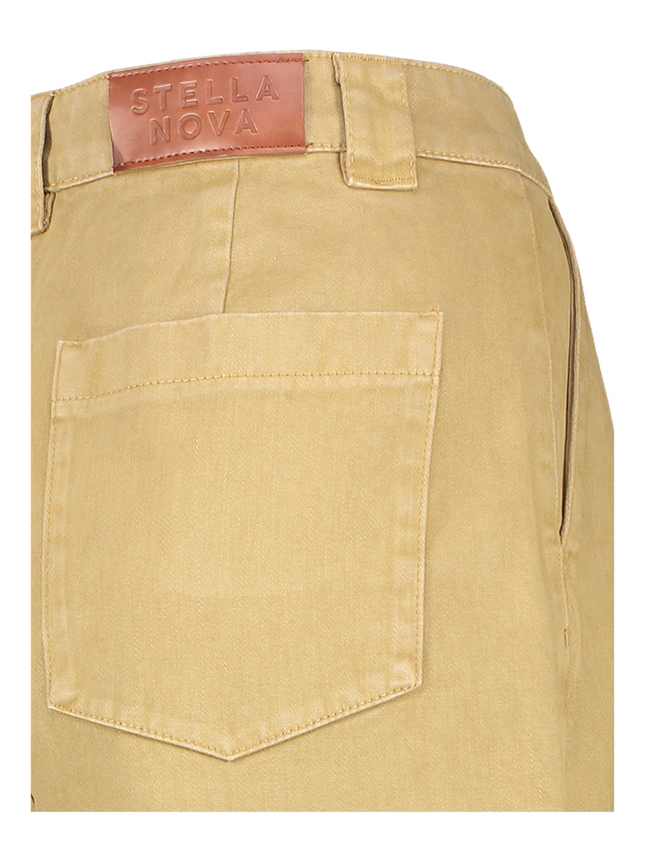 Beige katoenen loose fit broek met speciale boord Stella Nova 