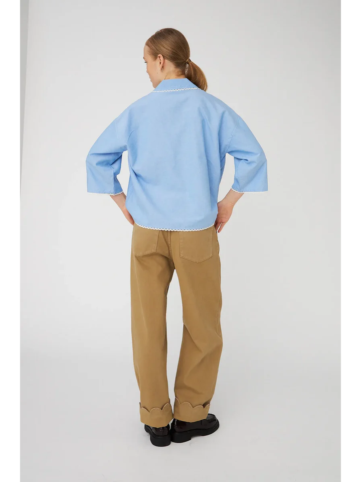 Beige katoenen loose fit broek met speciale boord Stella Nova 