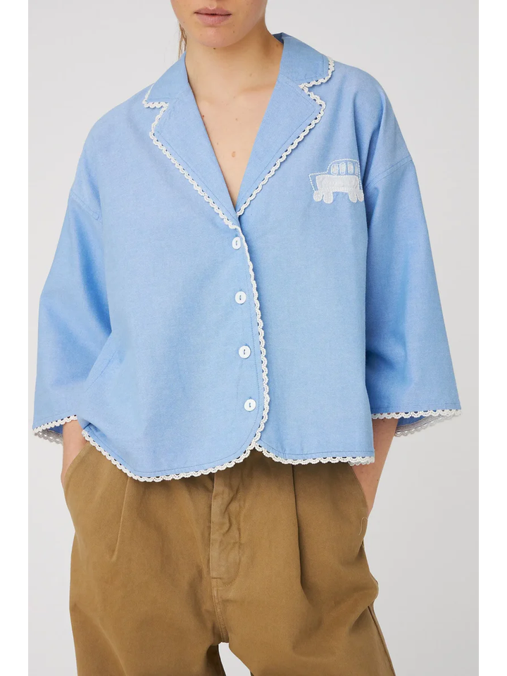 Beige katoenen loose fit broek met speciale boord Stella Nova 