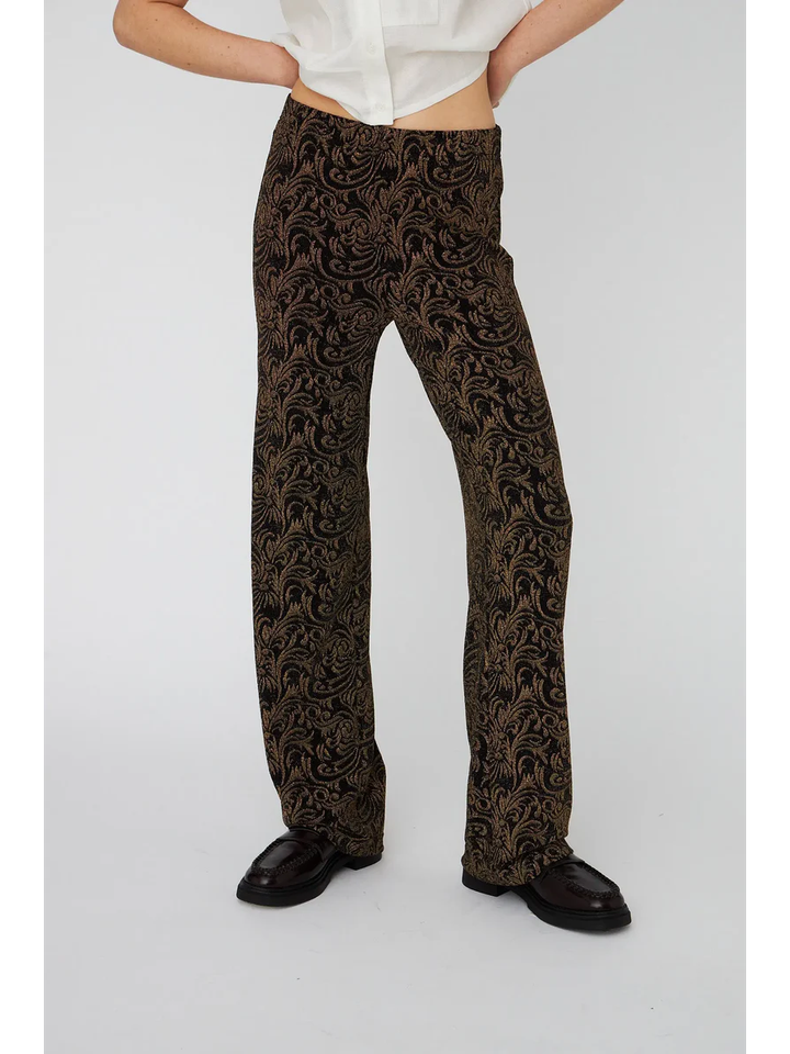 Zwarte broek met gouden glitter print Stella Nova